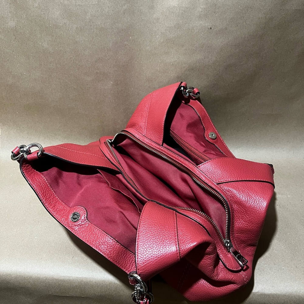 Coach Pebbled Leather Shoulder Tote in Dusty Red - Picture 7 of 10